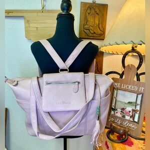 Lily Jade Madeline Convertible Diaper Bag Backpack Blush Pink Full Grain Leather